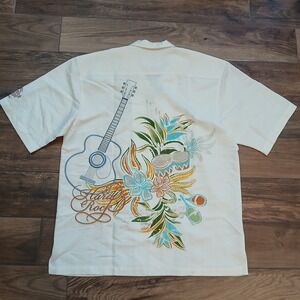 Hard Rock Hotel Casino Shirt Mens Large White‎ Tampa Guitar Floral Hawaiian Camp